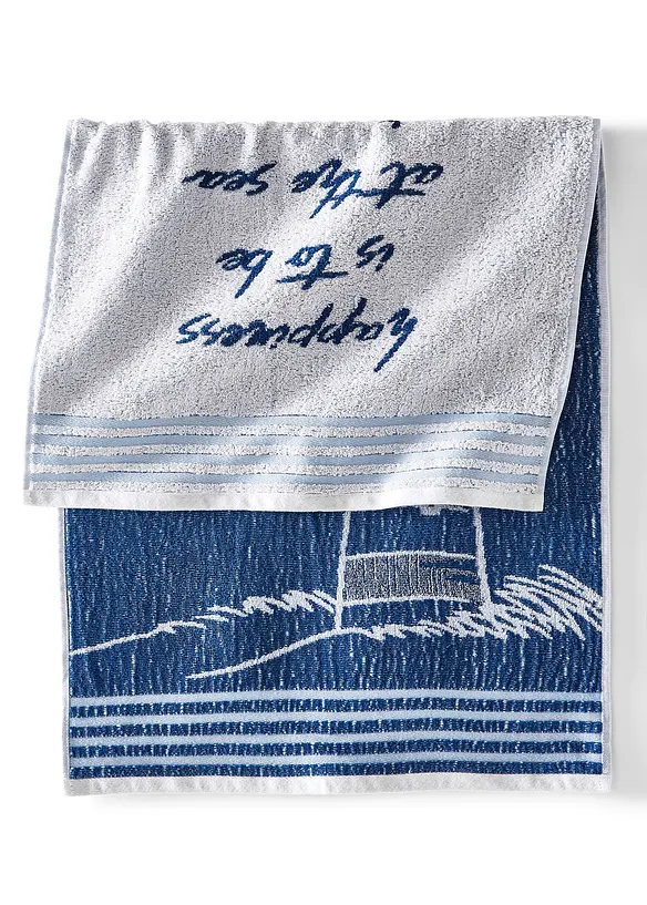 Baumwoll-Handtuch mit Leuchtturm in weiß (Detailaufnahme) - bonprix