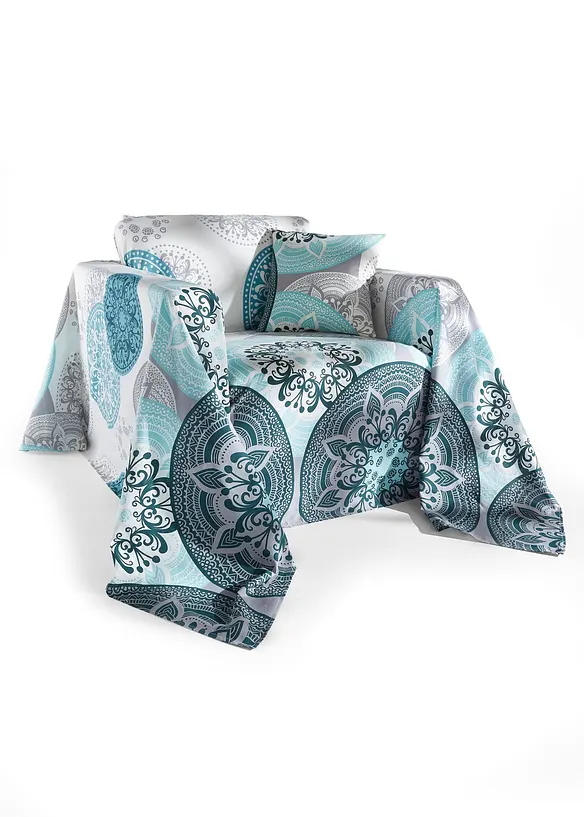 Tagesdecke mit Ornamenten in petrol - bonprix