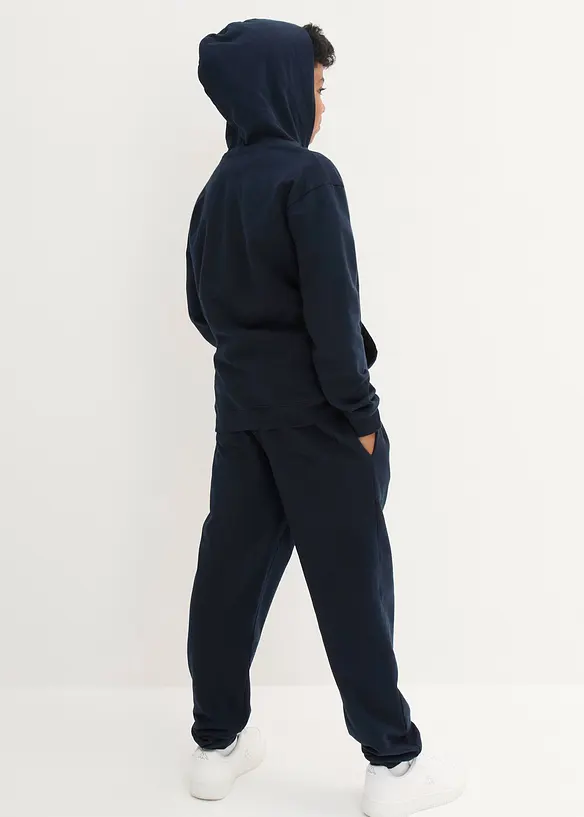 Sweatshirt und Sweathose aus weicher Baumwolle (2-tlg.Set) in blau von hinten (Totalaufnahme) - bonprix