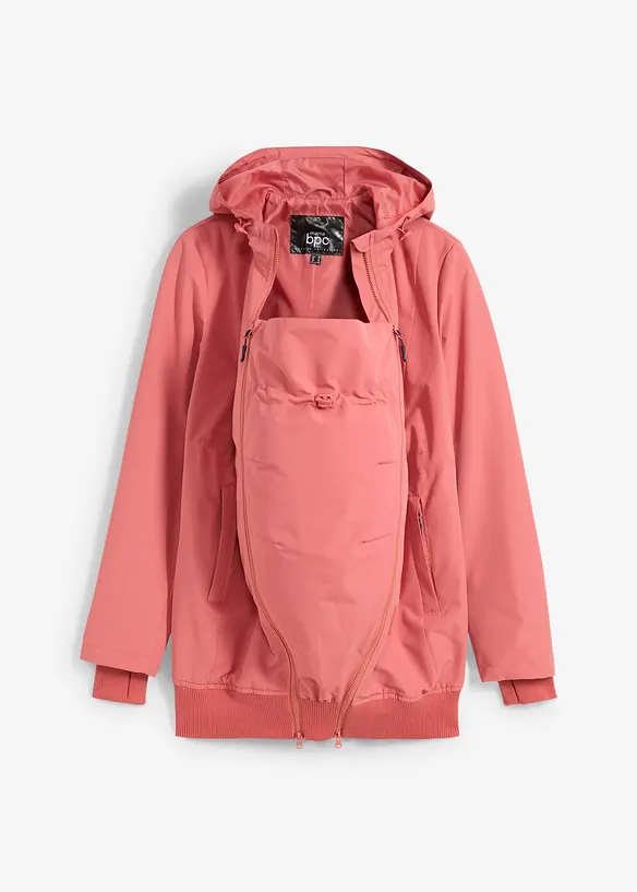 Leichte 2 in 1 Umstandsregenjacke und Tragejacke in rosa von vorne - bonprix