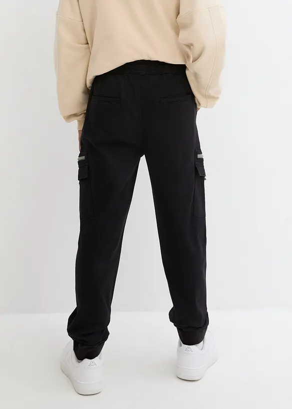 Regular Fit Cargo-Schlupfhose aus elastischen Baumwoll-Mix, Straight in schwarz von hinten - bonprix