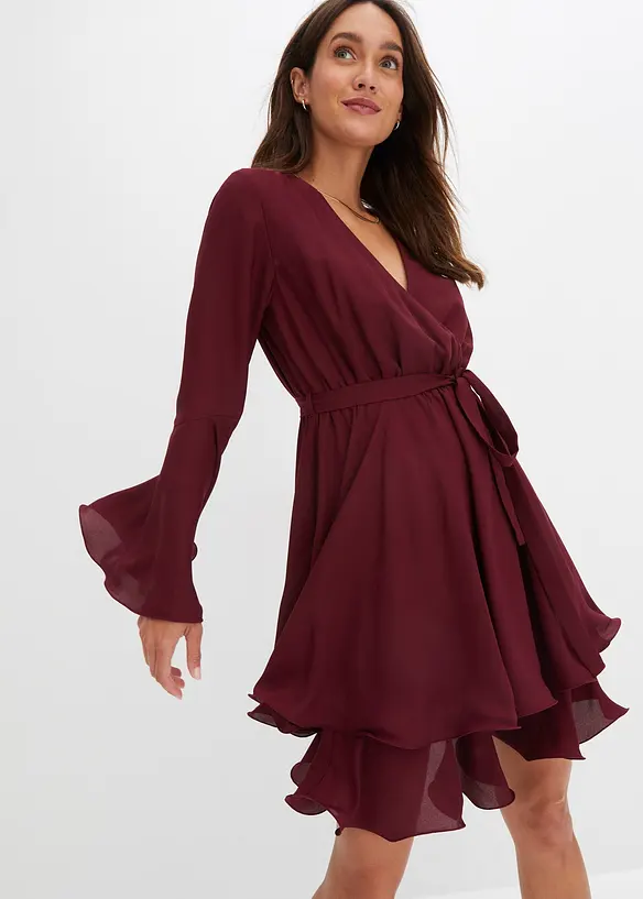 Tunika-Kleid mit V-Ausschnitt in rot von vorne (Totalaufnahme) - bonprix Tunika-Kleid mit V-Ausschnitt in rot von vorne (Totalaufnahme) - bonprix
