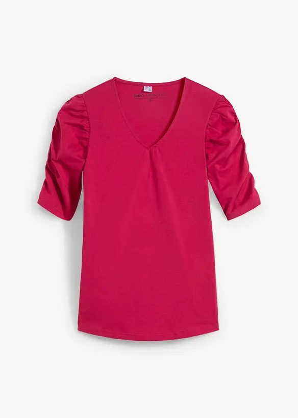 Shirt mit Puffärmeln in pink von vorne - bonprix