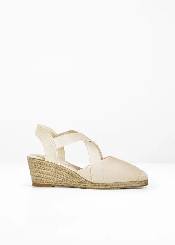 Keilpumps mit elastischen Riemen in weiß von vorne - bonprix