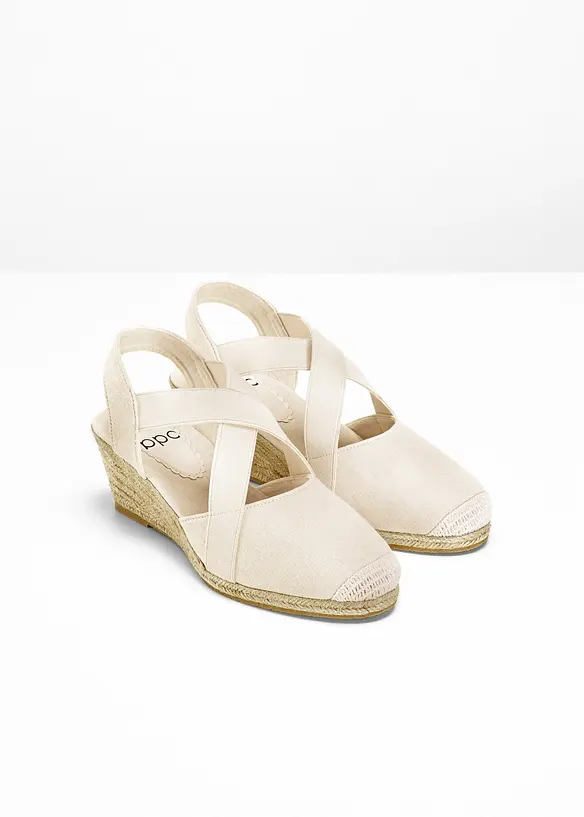 Keilpumps mit elastischen Riemen in weiß - bonprix