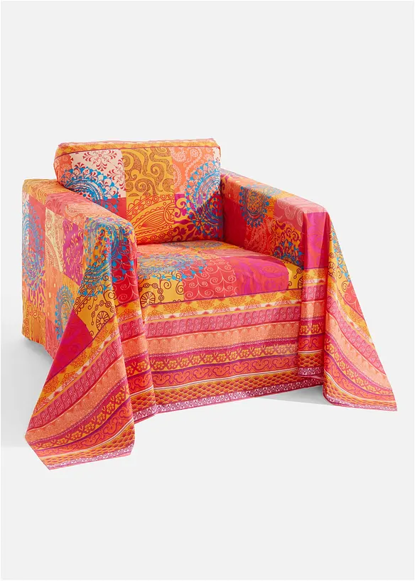Tagesdecke mit Patchwork Druck in orange - bonprix