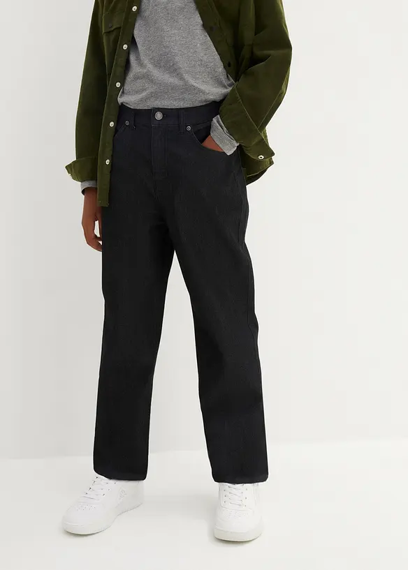 Extra Loose Fit-Jeans mit verstellbarem Bund, Straight in grau von vorne - bonprix