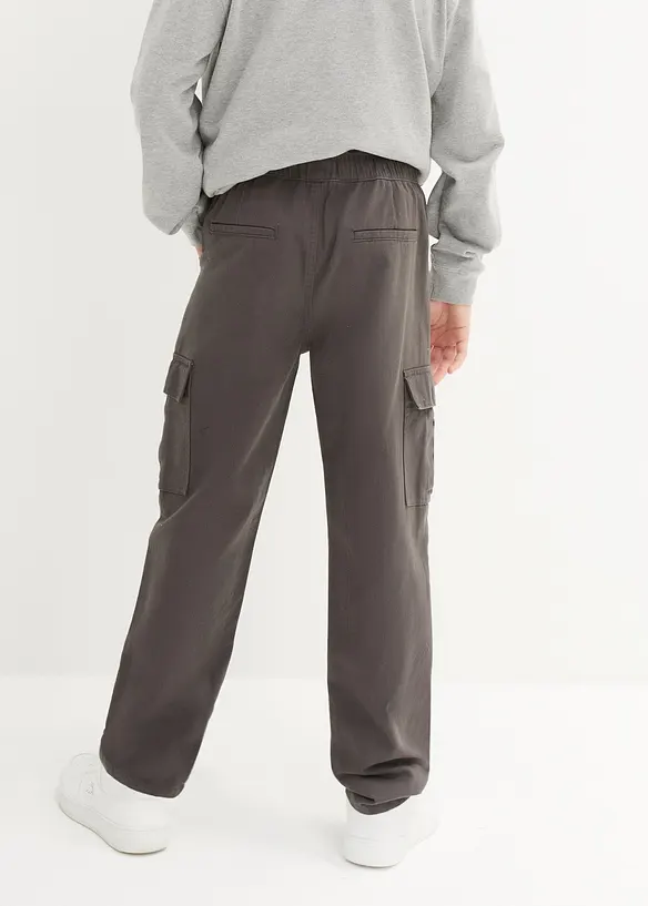 Loose Fit Cargo-Schlupfhose aus reiner Baumwolle, Straight in grau von hinten - bonprix