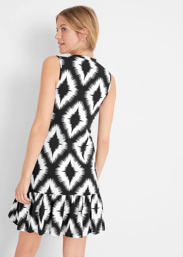 Jerseykleid aus softem Baumwoll-Mix in schwarz von hinten (Totalaufnahme) - bonprix