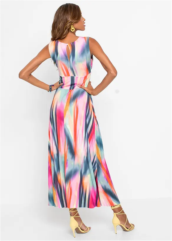 Maxikleid mit Knotendetail in pink von hinten (Totalaufnahme) - bonprix