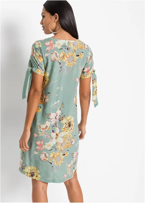 Kleid aus fließender Viskose in grün von hinten (Totalaufnahme) - bonprix