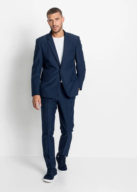 Anzug, Slim Fit (2-tlg.Set) in blau von vorne (Totalaufnahme) - bonprix