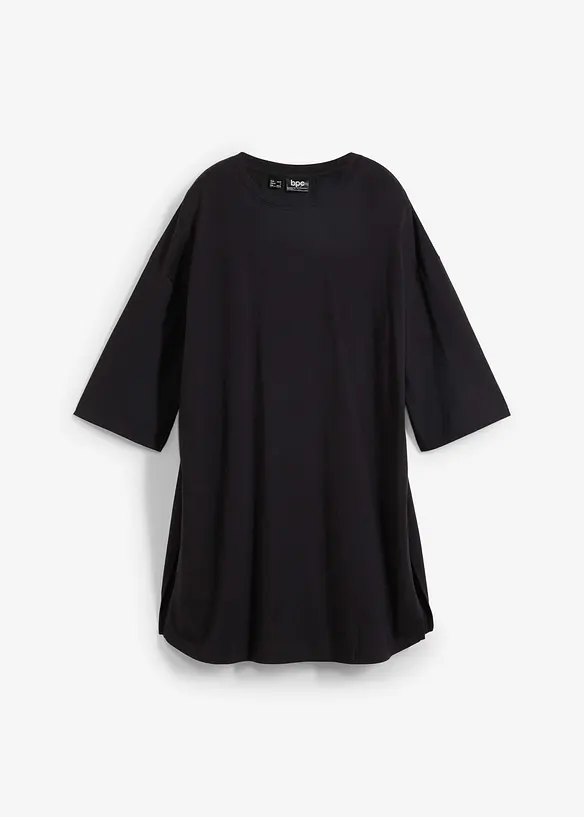 Oversize-Longshirt aus reiner Bio-Baumwolle in schwarz von vorne - bonprix