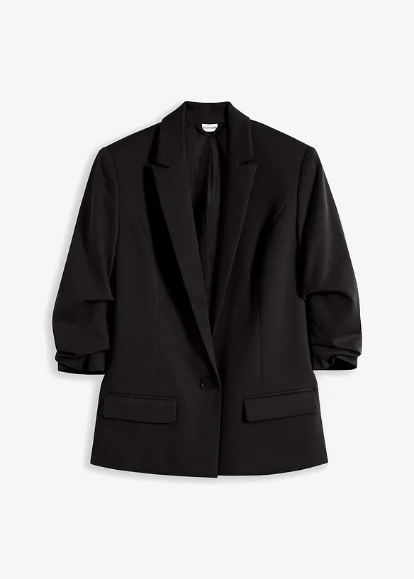 Blazer mit drapierten Ärmeln in schwarz von vorne - bonprix