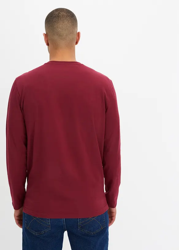 Langarm-Henleyshirt aus reiner Bio-Baumwolle (2er Pack) in blau von hinten (im Anschnitt) - bonprix