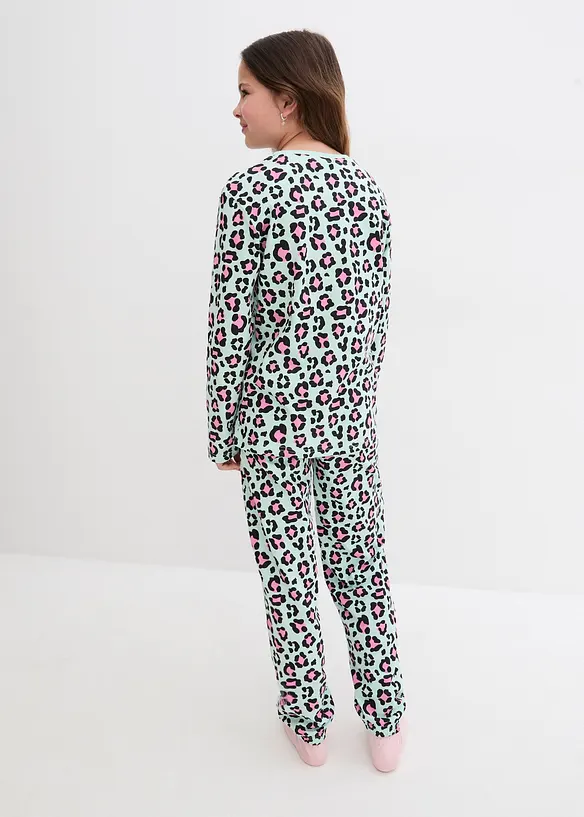 Pyjama aus weicher Baumwolle (4-tlg. Set) in pink von hinten (Totalaufnahme) - bonprix