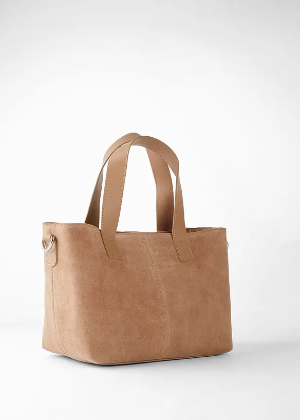 Handtasche aus Veloursleder in braun von hinten - bonprix