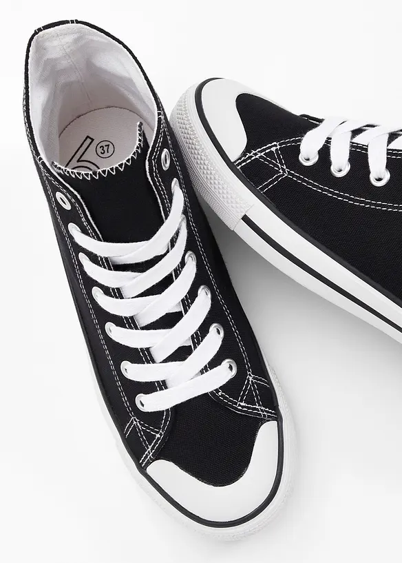 High-Top-Sneaker aus Baumwoll-Canvas in schwarz (Detailaufnahme) - bonprix