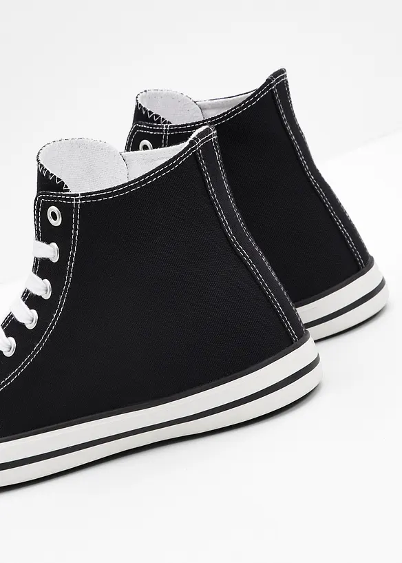 High-Top-Sneaker aus Baumwoll-Canvas in schwarz (Detailaufnahme) - bonprix