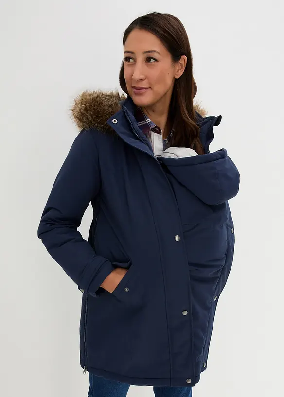 3-in-1 Funktions-Umstandsjacke und Tragejacke in blau von vorne (im Anschnitt) - bonprix