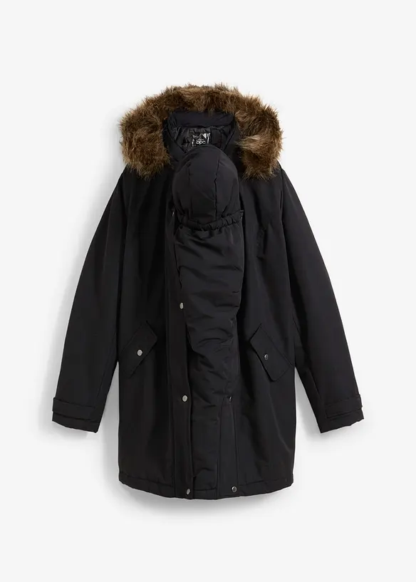 3-in-1 Funktions-Umstandsjacke und Tragejacke in schwarz von vorne - bonprix