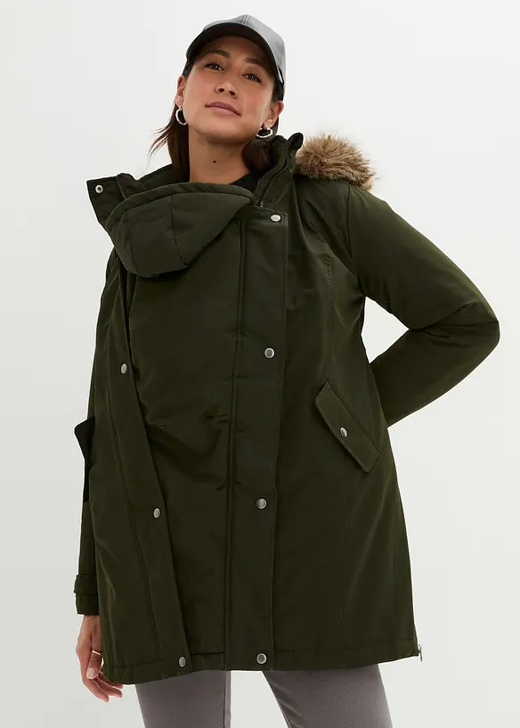 3-in-1 Funktions-Umstandsjacke und Tragejacke in grün von vorne (im Anschnitt) - bonprix