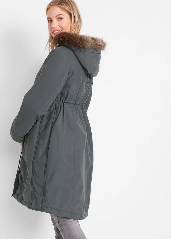 3-in-1 Umstandsparka mit Trageeinsatz in grau von hinten (im Anschnitt) - bonprix