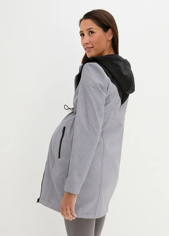 3-in-1 Umstands- und Tragemantel aus Softshell in grau von hinten (im Anschnitt) - bonprix