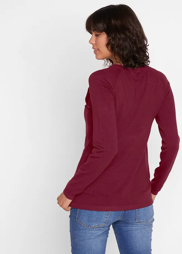 2-in-1 Umstands- und Stillpullover aus Feinstrick in rot von hinten (im Anschnitt) - bonprix