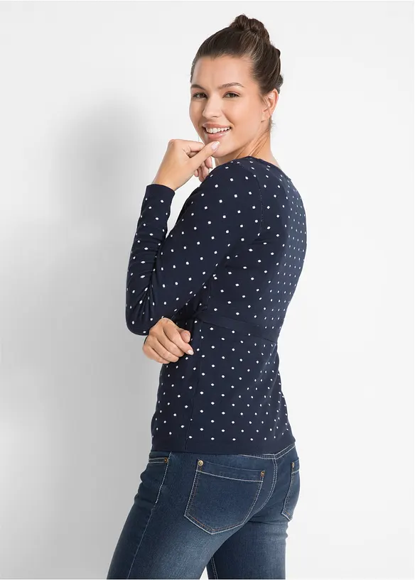 2-in-1 Umstands-und Stillpullover aus Feinstrick in blau von hinten (im Anschnitt) - bonprix