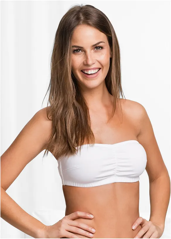 Bandeau BH mit Bio-Baumwolle (2er Pack) in schwarz von vorne (im Anschnitt) - bonprix