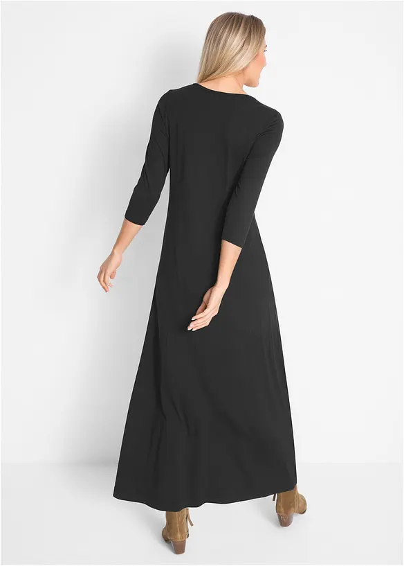 Maxikleid aus Viskose in schwarz von hinten (Totalaufnahme) - bonprix