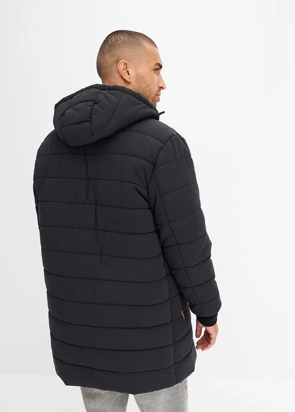 Wattierter Stepp-Parka in schwarz von hinten (im Anschnitt) - bonprix