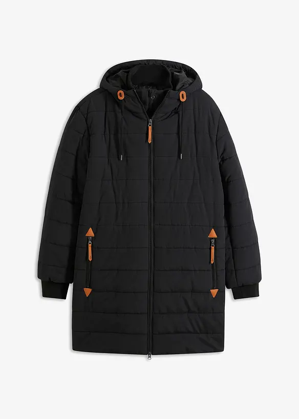 Wattierter Stepp-Parka in schwarz von vorne - bonprix