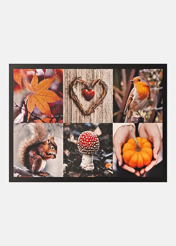 Waschbare Fußmatte mit herbstlichen Motiven in bunt von vorne - bonprix