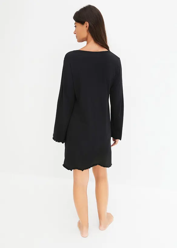 Nachthemd mit zarter Spitze in schwarz von hinten (Totalaufnahme) - bonprix