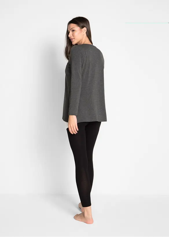 Bequemes Set aus Stillshirt und Leggings (2-teiliges Set) in schwarz von hinten (Totalaufnahme) - bonprix