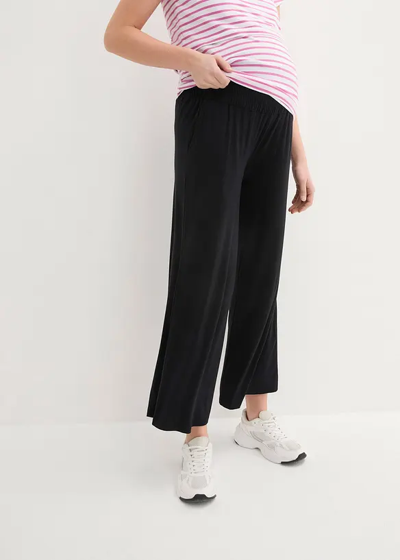 Umstandsculotte aus weicher Viskose, Loose Fit in schwarz von vorne - bonprix