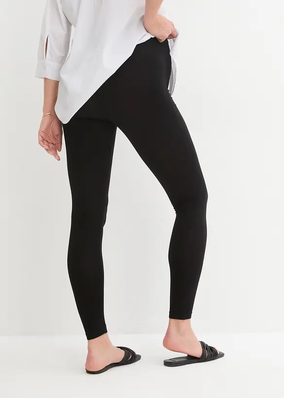 Umstandsleggings aus Bio-Baumwolle (2er Pack) in schwarz von hinten - bonprix