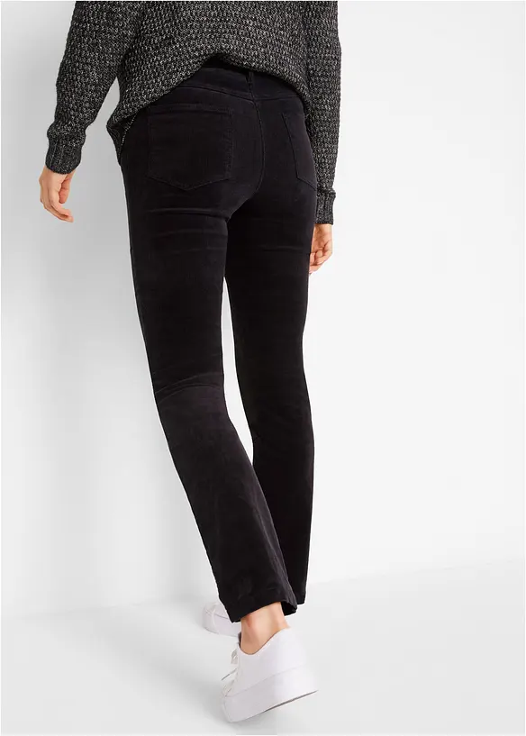 Cordhose aus elastischem Baumwoll-Mix in schwarz von hinten - bonprix