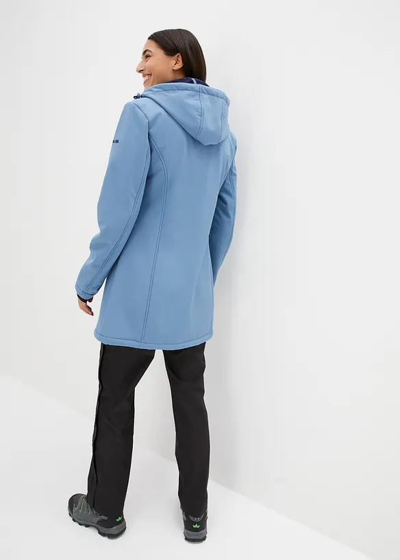 wasserabweisende Funktions-Softshell-Longjacke, Kuschelfleece in blau von hinten (im Anschnitt) - bonprix