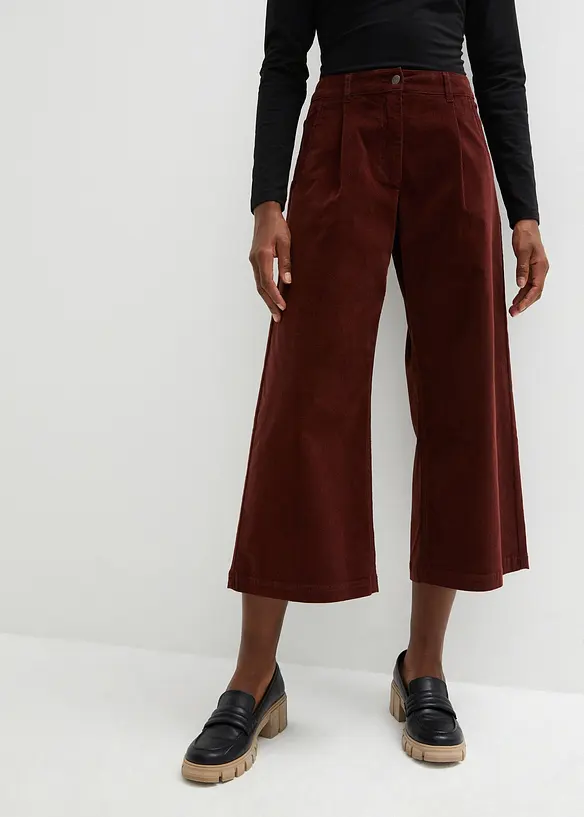 Weite Cord-Culotte aus Baumwoll-Mix in braun von vorne - bonprix Weite Cord-Culotte aus Baumwoll-Mix in braun von vorne - bonprix