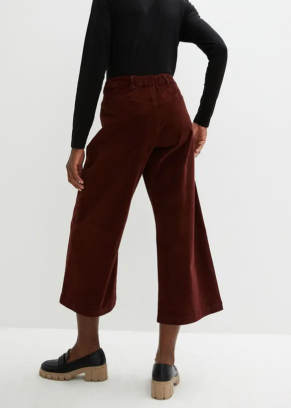 Weite Cord-Culotte aus Baumwoll-Mix in braun von hinten - bonprix Weite Cord-Culotte aus Baumwoll-Mix in braun von hinten - bonprix