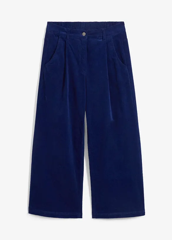 Weite Cord-Culotte aus Baumwoll-Mix in blau von vorne - bonprix
