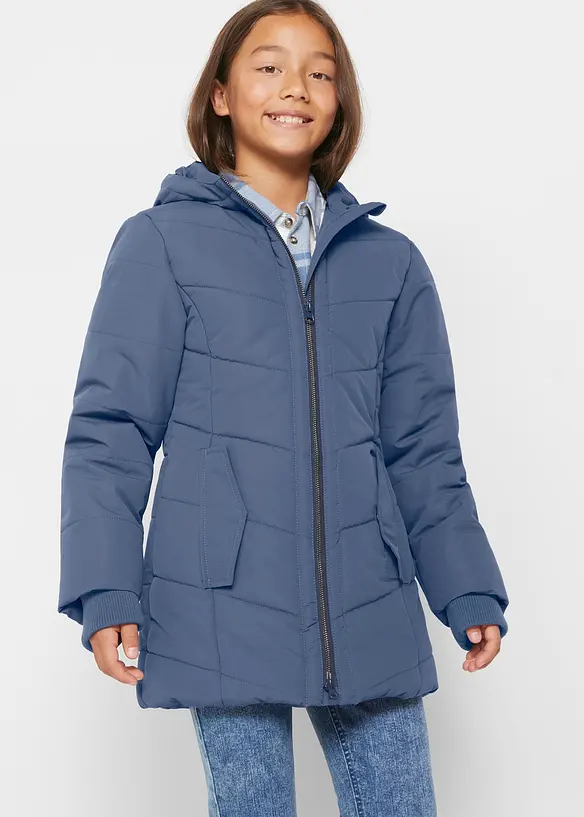 Winterparka mit Kapuze, wasserabweisend in blau von vorne (im Anschnitt) - bonprix