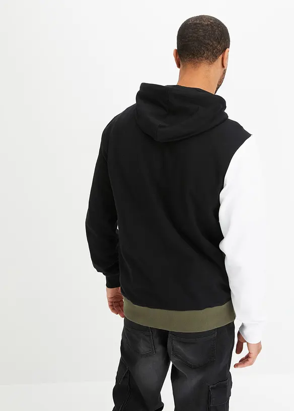 Kapuzen-Sweatjacke aus reiner Bio Baumwolle in schwarz von hinten (im Anschnitt) - bonprix