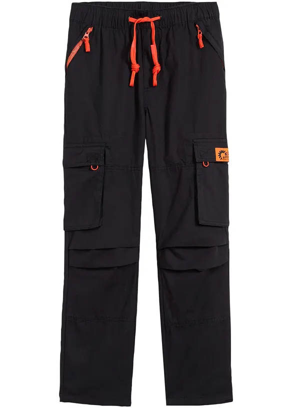 Schlupfhose mit Cargotaschen, Regular Fit in schwarz von vorne - bonprix