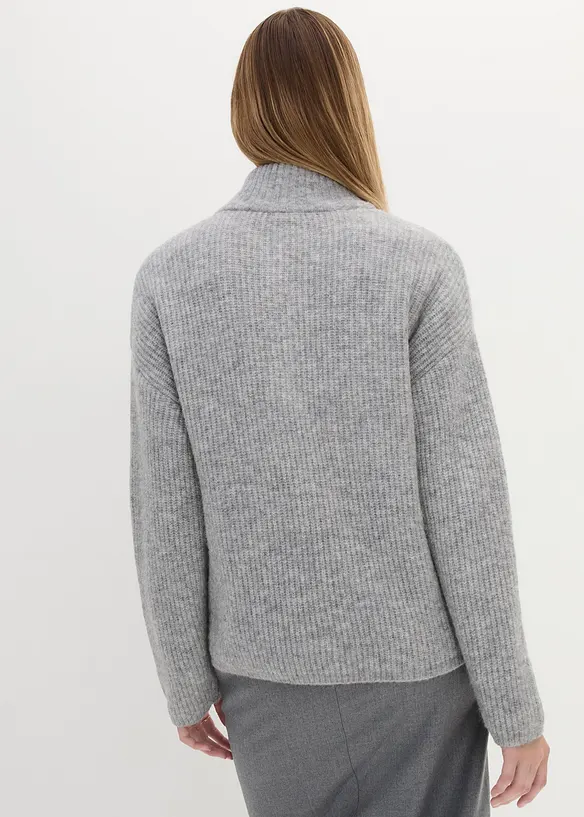 Oversize-Wollpullover mit Alpaka in grau von hinten (im Anschnitt) - bonprix
