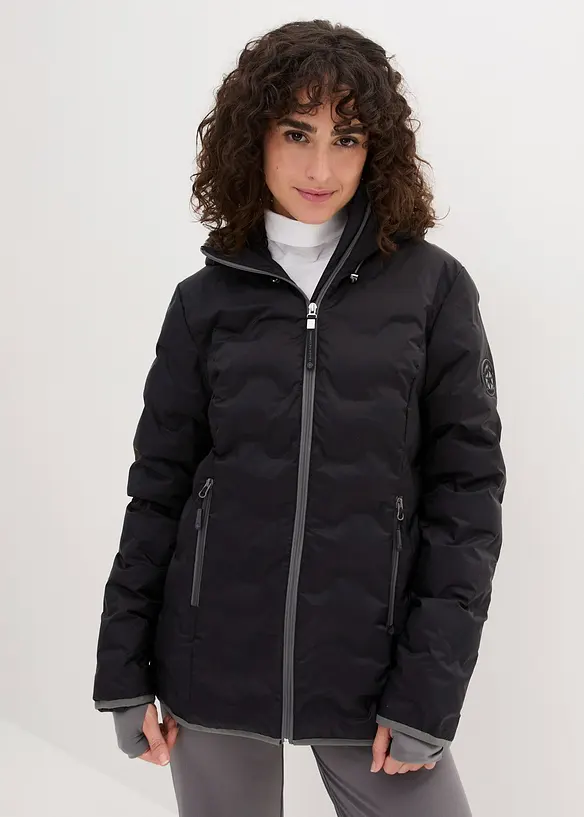 wasserabweisende, ultraleichte Funktions-Jacke in schwarz von vorne (im Anschnitt) - bonprix