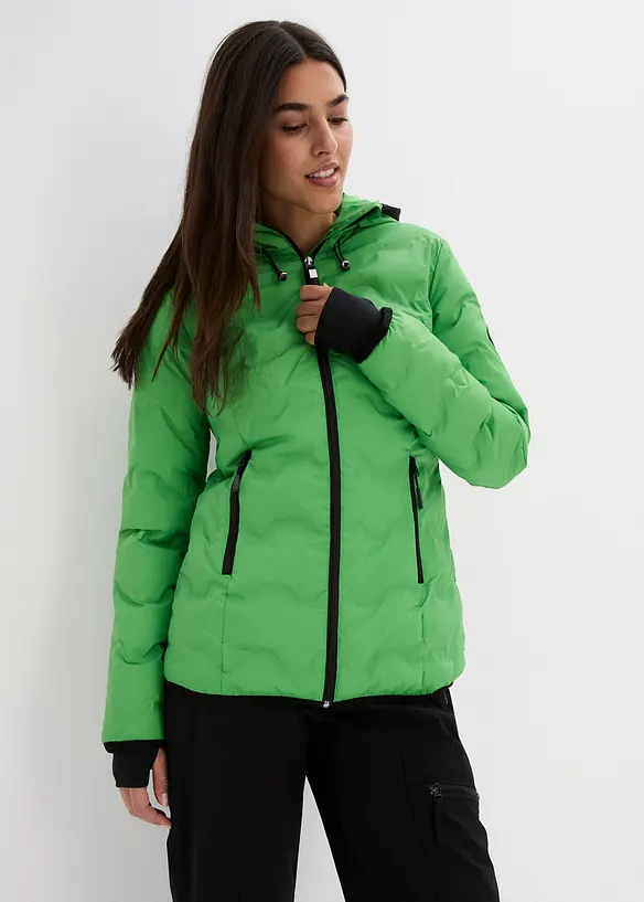 wasserabweisende, ultraleichte Funktions-Jacke in grün von vorne (im Anschnitt) - bonprix